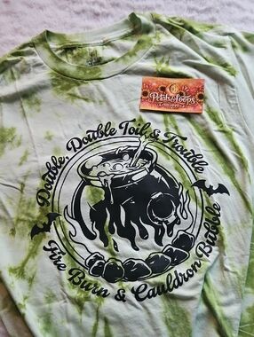 George Green Tie-Dye Short Sleeve Tee with Black Cauldron Graphic